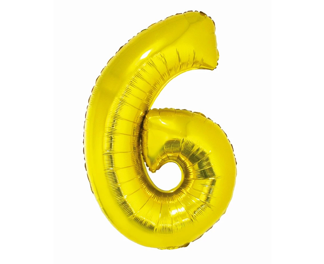 Foil balloon Smart, digit 6, gold, 76 cm
